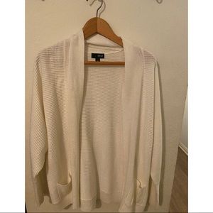 White Ribbed Cardigan